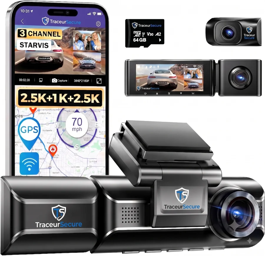 Dashcam avant/arrière TraceurSecure pour véhicule